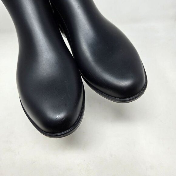 a new day Black Chelsea Ankle Rain Boots Size 11 With Elastic Gussets & Pull Tab - Picture 5 of 10